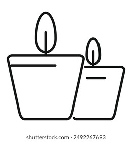 Black and white line drawing of two potted plants, ideal for icons and minimalist designs