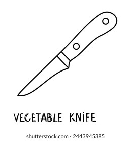 Black and White Line Drawing of a Vegetable Knife
