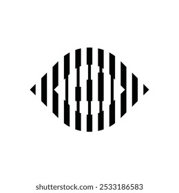 black white line geometric eye lens vector icon logo design concept