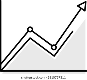 Black and white line graph showing upward trend with two dips linegraph upwardtrend blackandwhite