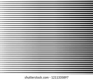 Black And White Line Halftone Pattern With Gradient Effect. Horizontal Stripes. Parallel Straight Monochrome Pattern Template For Backgrounds And Stylized Textures. Vector Illustration