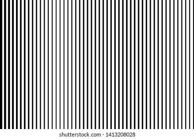 Black and white Line halftone pattern with gradient effect.Straight stripes. Parallel direct monochrome pattern Template for backgrounds and stylized textures. Vector illustration