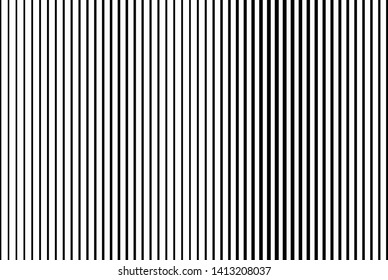 Black and white Line halftone pattern with gradient effect.Straight stripes. Parallel direct monochrome pattern Template for backgrounds and stylized textures. Vector illustration