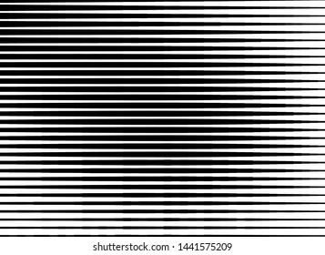 Black And White Line Halftone Pattern With Gradient Effect. Parallel Straight Monochrome Pattern With Stripes Template For Backgrounds And Stylized Textures. Vector Illustration