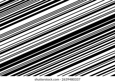 Black and white Line halftone pattern with gradient effect. Slanted stripes. Parallel straight monochrome pattern Template for backgrounds and stylized textures. Vector illustration