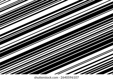 Black and white Line halftone pattern with gradient effect. Slanted stripes. Parallel straight monochrome pattern Template for backgrounds and stylized textures. Vector illustration