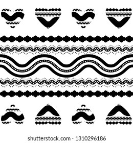 black white line and heart pattern background