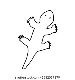 linha preta e branca. HOUSE LIZARD em fundo branco. Ilustração de estilo de desenho animado