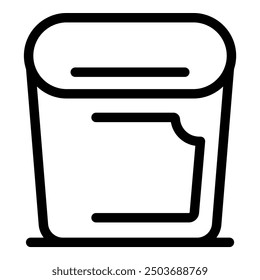 Black and white line icon of a food storage container for keeping food fresh