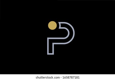 black white line P alphabet letter logo design with yellow icon circle dot for business and company. Suitable for a modern or stylish logotype