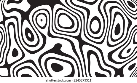 Black and white line pattern abstract background texture. Curvy and wavy backdrop.