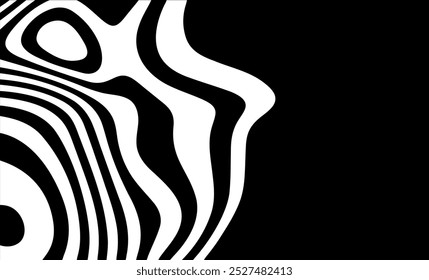 Black and white line pattern abstract background texture. Curvy and wavy backdrop.