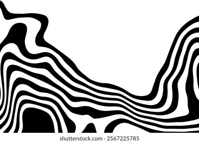 Black and white line pattern abstract background texture. Curvy and wavy backdrop.