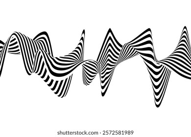 Black and white line pattern abstract background texture. Curvy and wavy backdrop. Eps 10