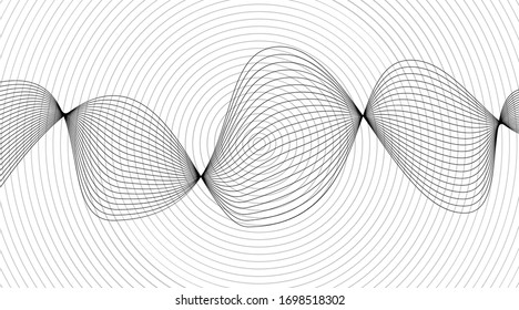 Black and white line pattern  background.  Wave energy  geometric design. Vector illustration.