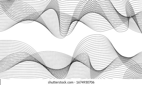 Black and white line pattern. luxury soft background.  Wave energy  geometric design. Vector illustration.
