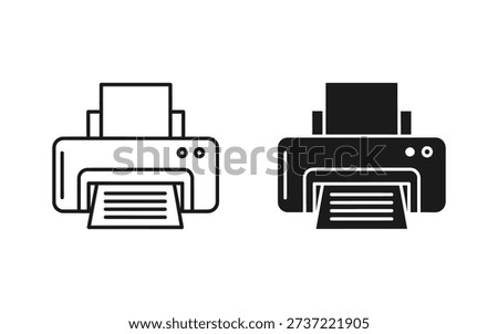 Black and white line printer in outline and filled styles