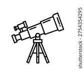 Black and white line refractor telescope on tripod line astronomy science 1