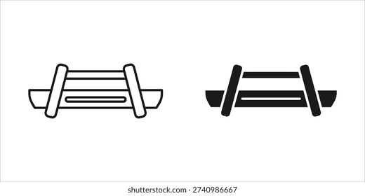 Black and white line of rowboat oars in holder positions
