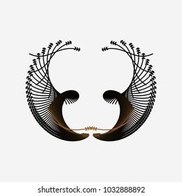 black and white line shape vintage abstract logo 3d illustration