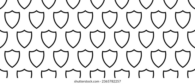 black white line shield seamless pattern