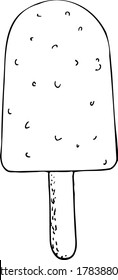 black and white line sketch vector ice cream cone illustration