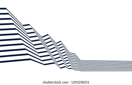 black and white line  stripe wave abstract background