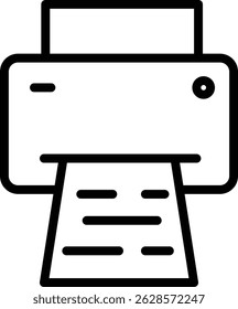 Black and White Line Style Printer Icon Illustration