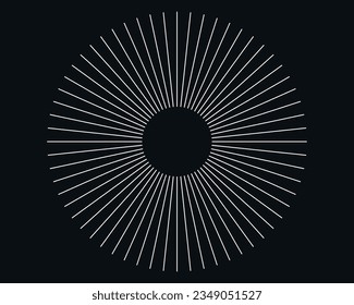 Black and white line Sunburst Pattern Background. Rays. Radial. Summer Banner. Vector Illustration