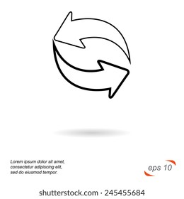 Black and white line vector icon. Arrows