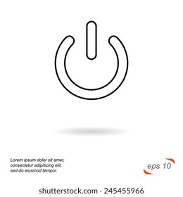 Black and white line vector icon. Power button
