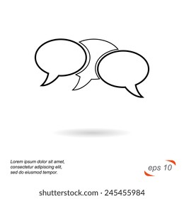 Black and white line vector icon. Speech bubbles