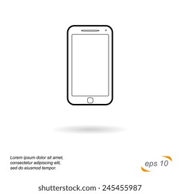 Black and white line vector icon. Smartphone