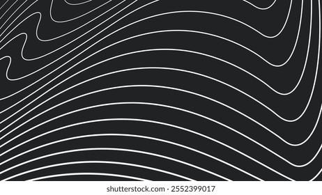 Black and white line wave abstract pattern background for backdrop or fabric style