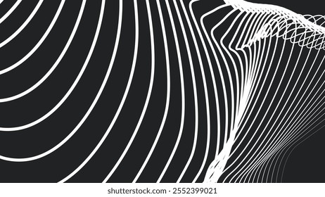 Black and white line wave abstract pattern background for backdrop or fabric style