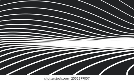Black and white line wave abstract pattern background for backdrop or fabric style