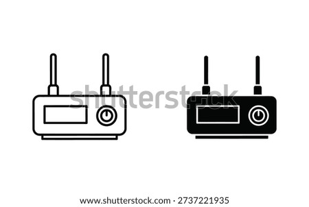 Black and white line of wireless routers with antennas 1