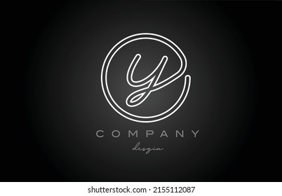 black and white line Y alphabet letter logo icon design. Handwritten connected creative template for business and company