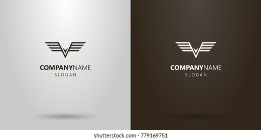 black and white linear abstract logo of flying birds