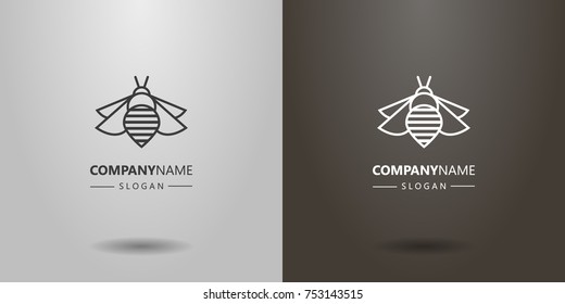 black and white linear bee logo