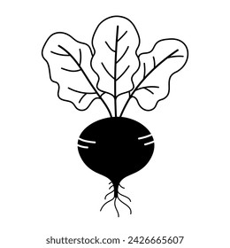 Black and white linear beet icon
