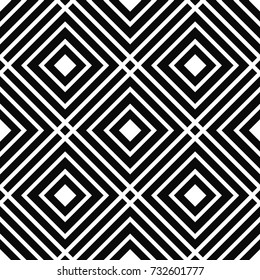 Black and white linear checkered seamless pattern. Geometric background with linear squares. Basic modern background for design, website, cards, wrapping paper. Vector illustration.