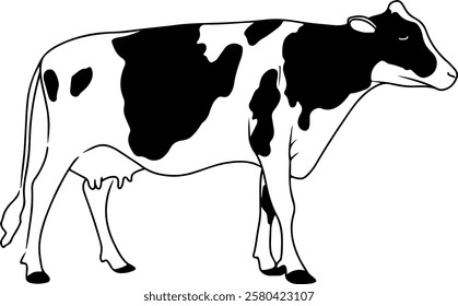 Black and white linear cow icon