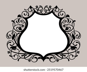 Desenho linear preto e branco de quadro decorativo сclássico em estilo vintage. Elemento de design retrô. Ilustração vetorial