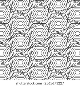 Black and white linear geometric seamless pattern