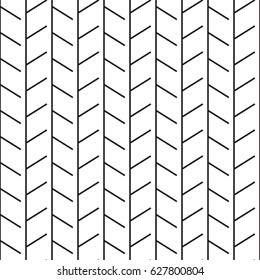 Black and white linear herringbone background, seamless vector pattern