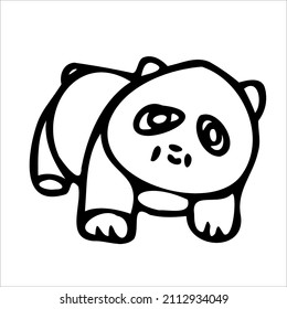 Black and white linear illustration with panda image,coloring book for children and adults,line art wall art,posters,wall art,stained glass style,abstraction,vector.