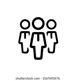 black and white, linear, outlined business people vector icon.