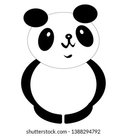 black and white linear paint draw panda vector illustration