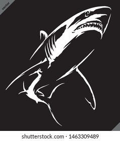 black and white linear paint draw shark illustration art